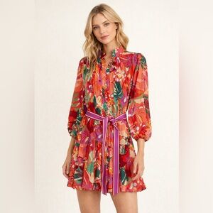 ANTONIO MELANI Brynne Tropical Belted Dress Resort Vacation Size 2